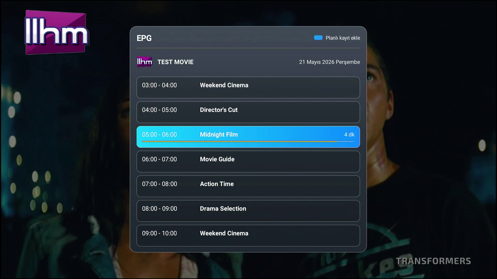 EPG açıklama paneli